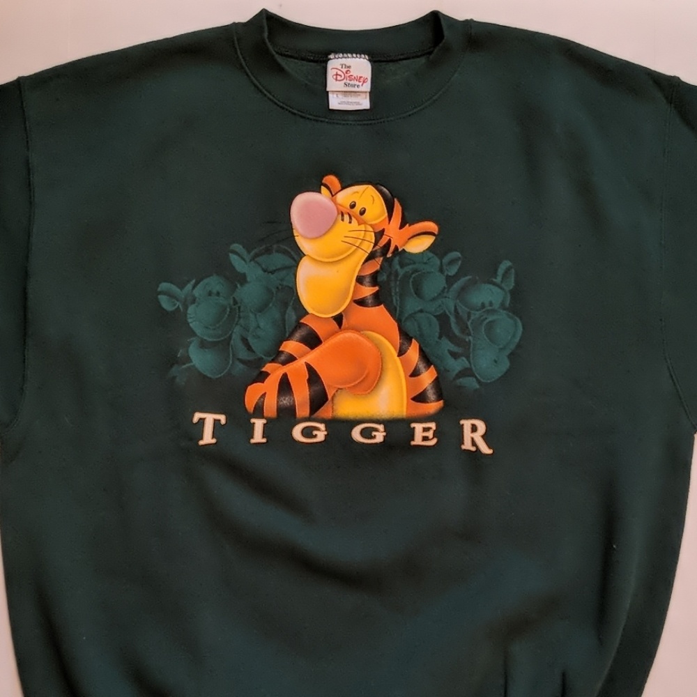 Disney Tigger Sweatshirt Lg Forest Green New Cond